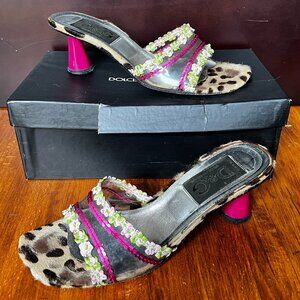 Dolce and Gabbana D&G Floral and Leopard Print Sandals, Size 38